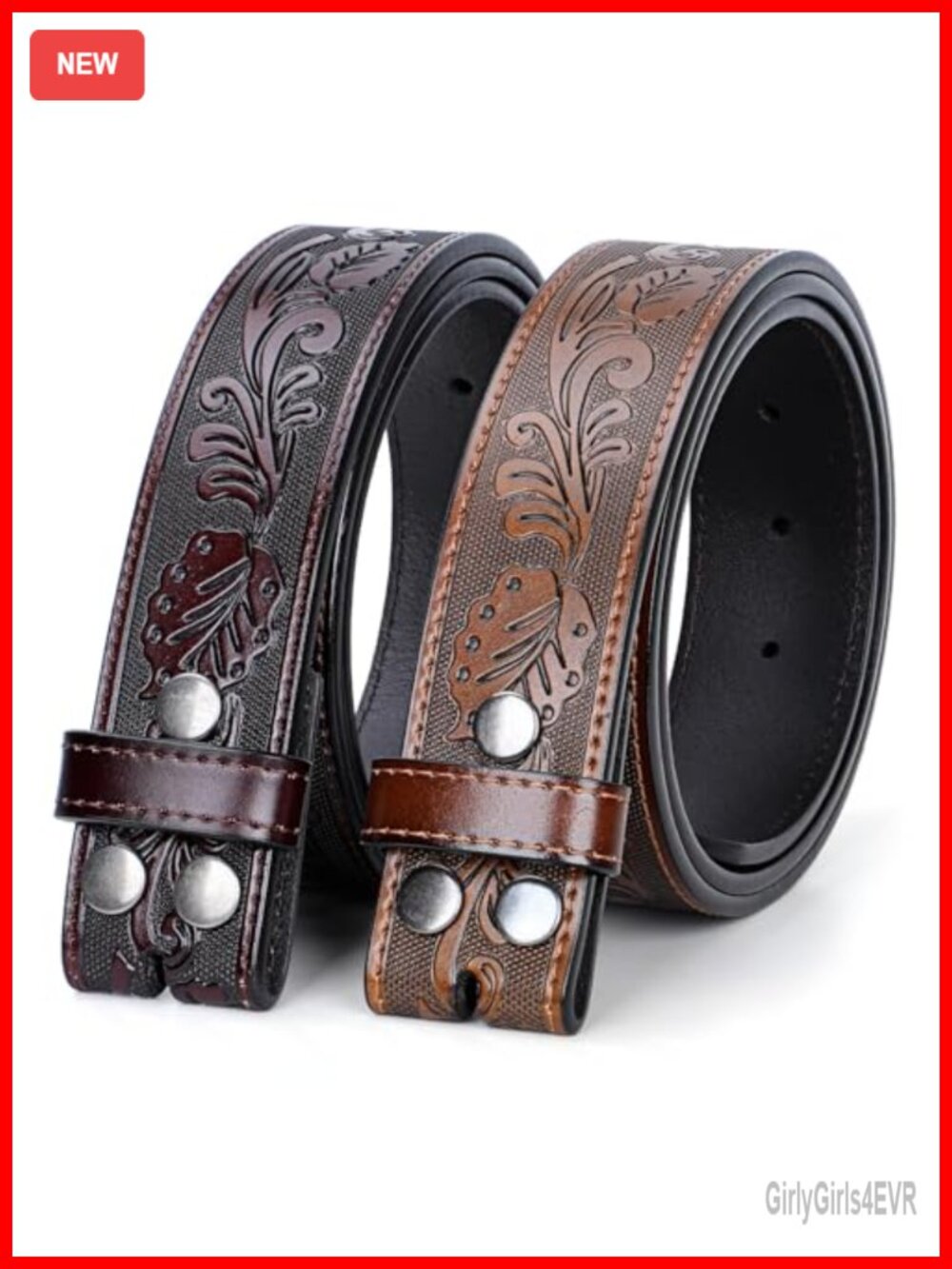 Western Belt Strap Split Leather Cowboy Cowgirl 2 Pack
